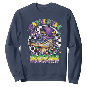 Bruh Mardi Gras Crocodile Sweatshirt Alligator Costume Teens Boys Kids TS10 Navy Print Your Wear