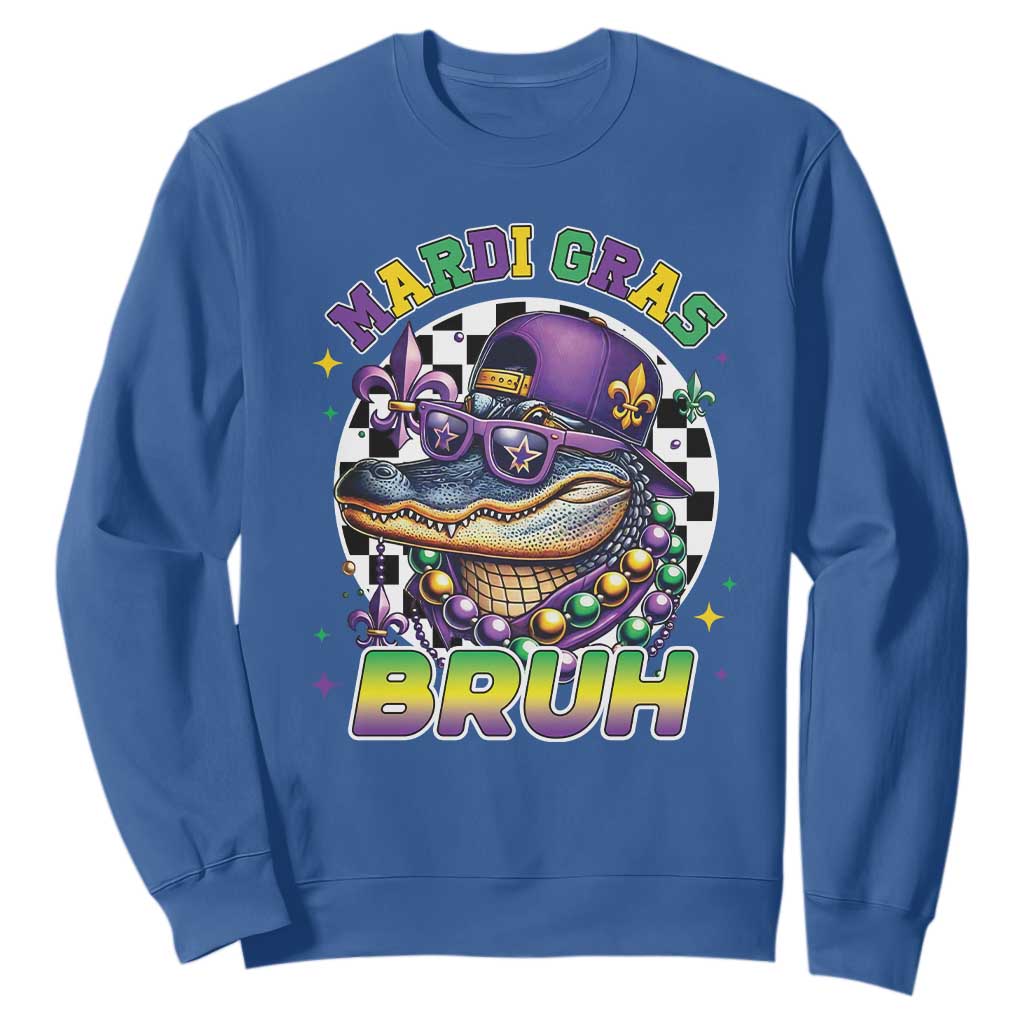 Bruh Mardi Gras Crocodile Sweatshirt Alligator Costume Teens Boys Kids TS10 Royal Blue Print Your Wear