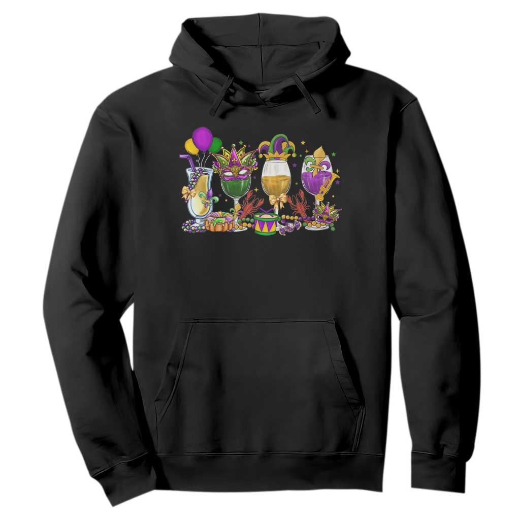 Mardi Gras Drinking Party Hoodie Fat Tuesday Wine Beads Carnival TS10 Black Print Your Wear