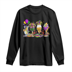 Mardi Gras Drinking Party Long Sleeve Shirt Fat Tuesday Wine Beads Carnival TS10 Black Print Your Wear