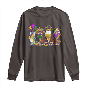 Mardi Gras Drinking Party Long Sleeve Shirt Fat Tuesday Wine Beads Carnival TS10 Dark Chocolate Print Your Wear