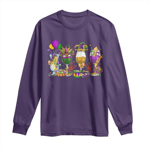 Mardi Gras Drinking Party Long Sleeve Shirt Fat Tuesday Wine Beads Carnival TS10 Purple Print Your Wear