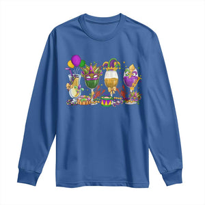 Mardi Gras Drinking Party Long Sleeve Shirt Fat Tuesday Wine Beads Carnival TS10 Royal Blue Print Your Wear