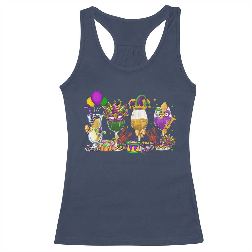 Mardi Gras Drinking Party Racerback Tank Top Fat Tuesday Wine Beads Carnival TS10 Navy Print Your Wear