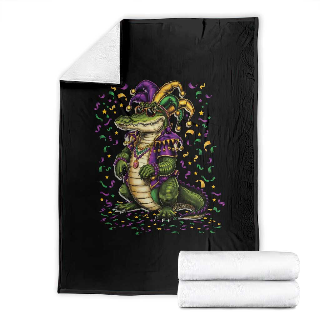 Mardigator Mardi Gras Throw Blanket Alligator Louisiana New Orleans Party Custume Beads TS10 Black Print Your Wear