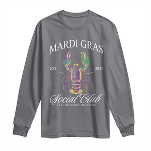 Mardi Gras Long Sleeve Shirt The Carnival Social Club Louisiana Crawfish Glitter Print TS10 Charcoal Print Your Wear