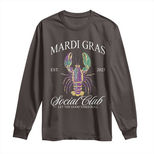 Mardi Gras Long Sleeve Shirt The Carnival Social Club Louisiana Crawfish Glitter Print TS10 Dark Chocolate Print Your Wear