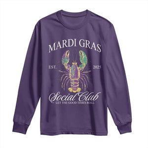 Mardi Gras Long Sleeve Shirt The Carnival Social Club Louisiana Crawfish Glitter Print TS10 Purple Print Your Wear