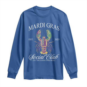 Mardi Gras Long Sleeve Shirt The Carnival Social Club Louisiana Crawfish Glitter Print TS10 Royal Blue Print Your Wear