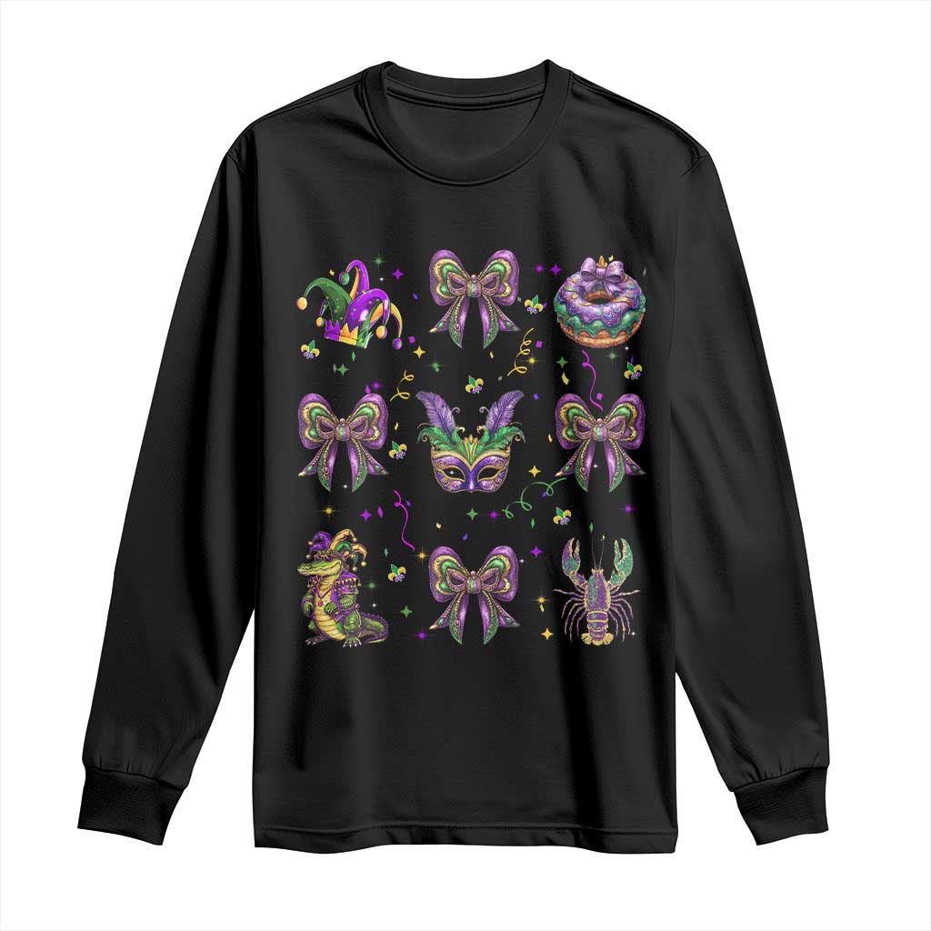 Mardi Gras Coquette Long Sleeve Shirt Glitter Print Louisiana New Orleans Party Custume Beads TS10 Black Print Your Wear