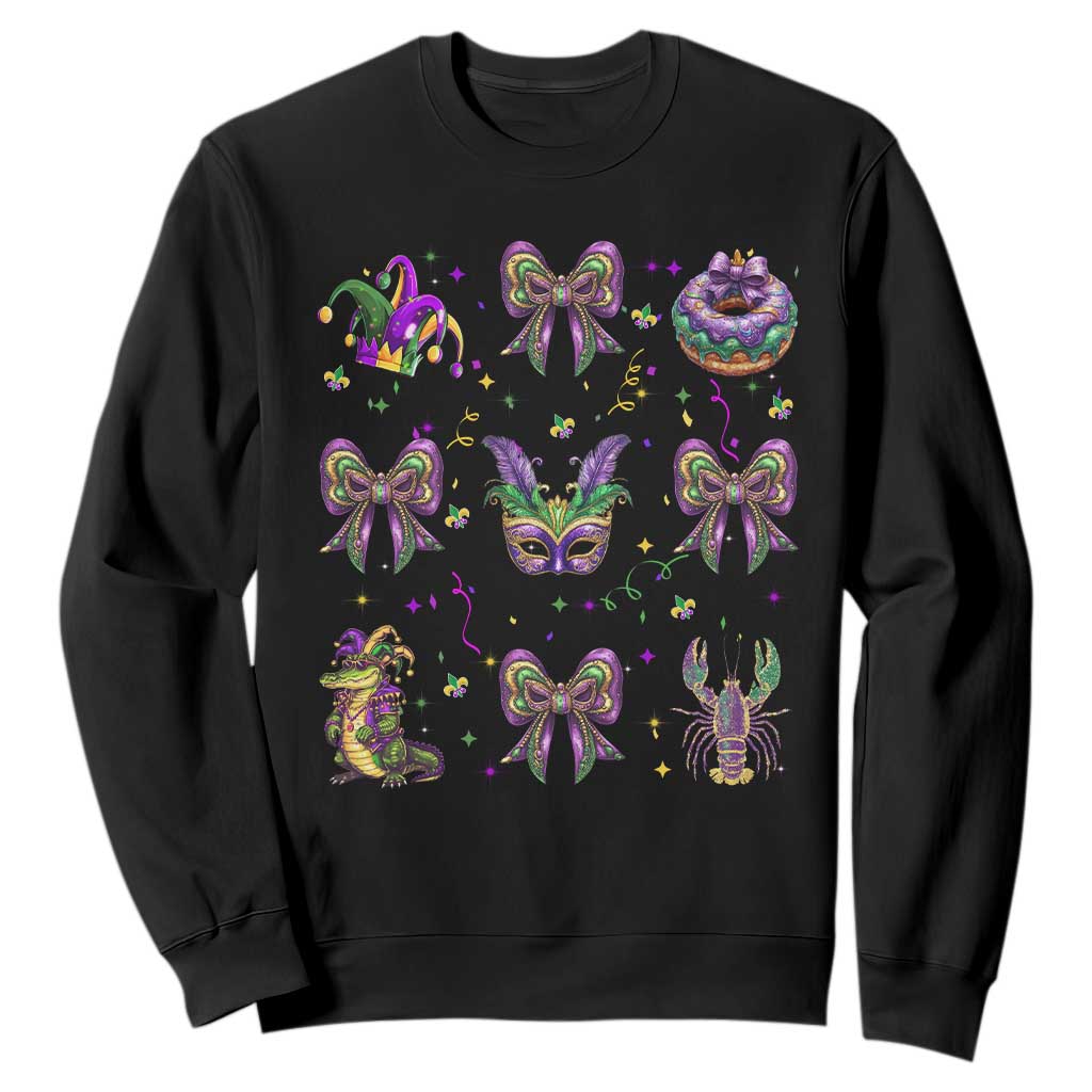 Mardi Gras Coquette Sweatshirt Glitter Print Louisiana New Orleans Party Custume Beads TS10 Black Print Your Wear