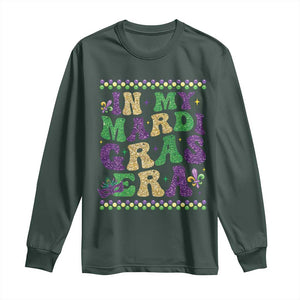 In My Mardi Gras Era Long Sleeve Shirt Carnival New Orleans Trip Glitter Print TS10 Dark Forest Green Print Your Wear