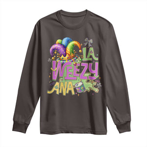 Funny Mardi Gras Long Sleeve Shirt La Weezy Ana TS10 Dark Chocolate Print Your Wear