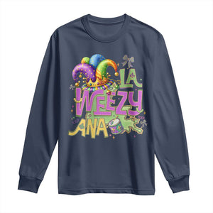 Funny Mardi Gras Long Sleeve Shirt La Weezy Ana TS10 Navy Print Your Wear