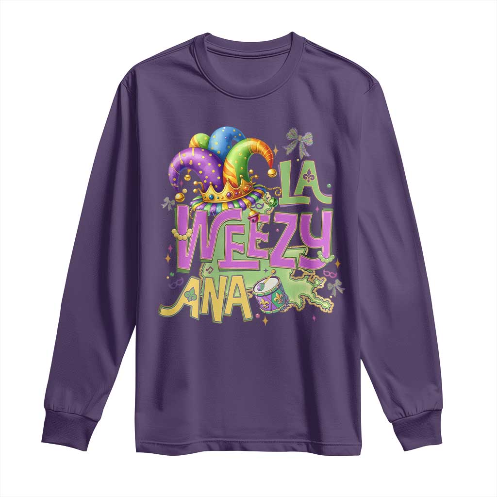 Funny Mardi Gras Long Sleeve Shirt La Weezy Ana TS10 Purple Print Your Wear