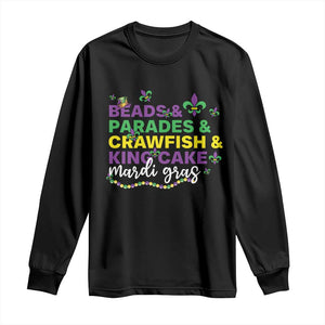 Beads Parades Crawfish King Cake Mardi Gras Long Sleeve Shirt TS10 Black Print Your Wear