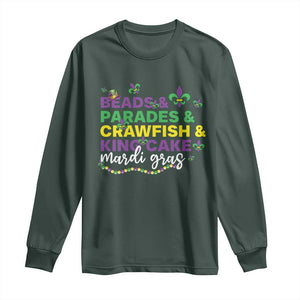 Beads Parades Crawfish King Cake Mardi Gras Long Sleeve Shirt TS10 Dark Forest Green Print Your Wear