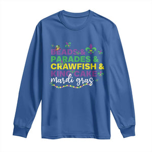 Beads Parades Crawfish King Cake Mardi Gras Long Sleeve Shirt TS10 Royal Blue Print Your Wear