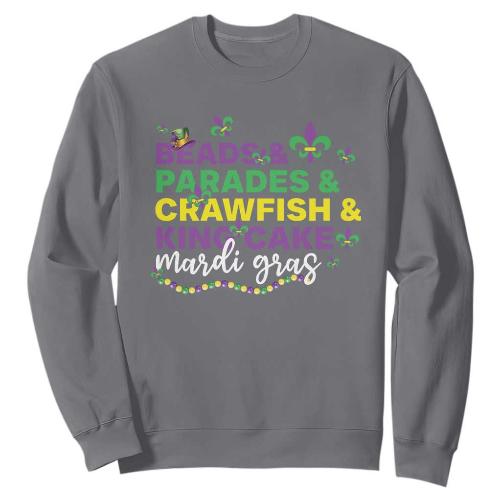Beads Parades Crawfish King Cake Mardi Gras Sweatshirt TS10 Charcoal Print Your Wear