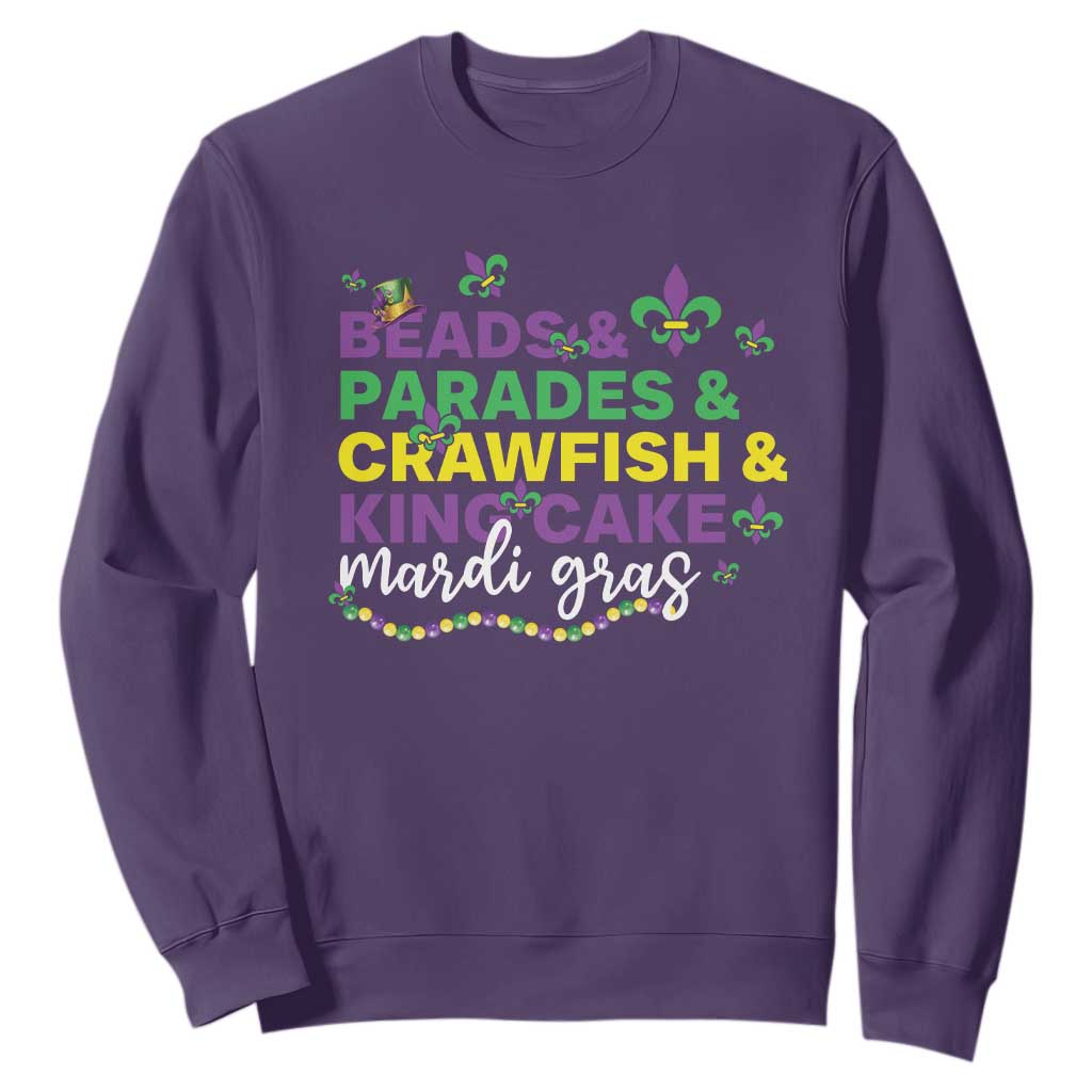Beads Parades Crawfish King Cake Mardi Gras Sweatshirt TS10 Purple Print Your Wear