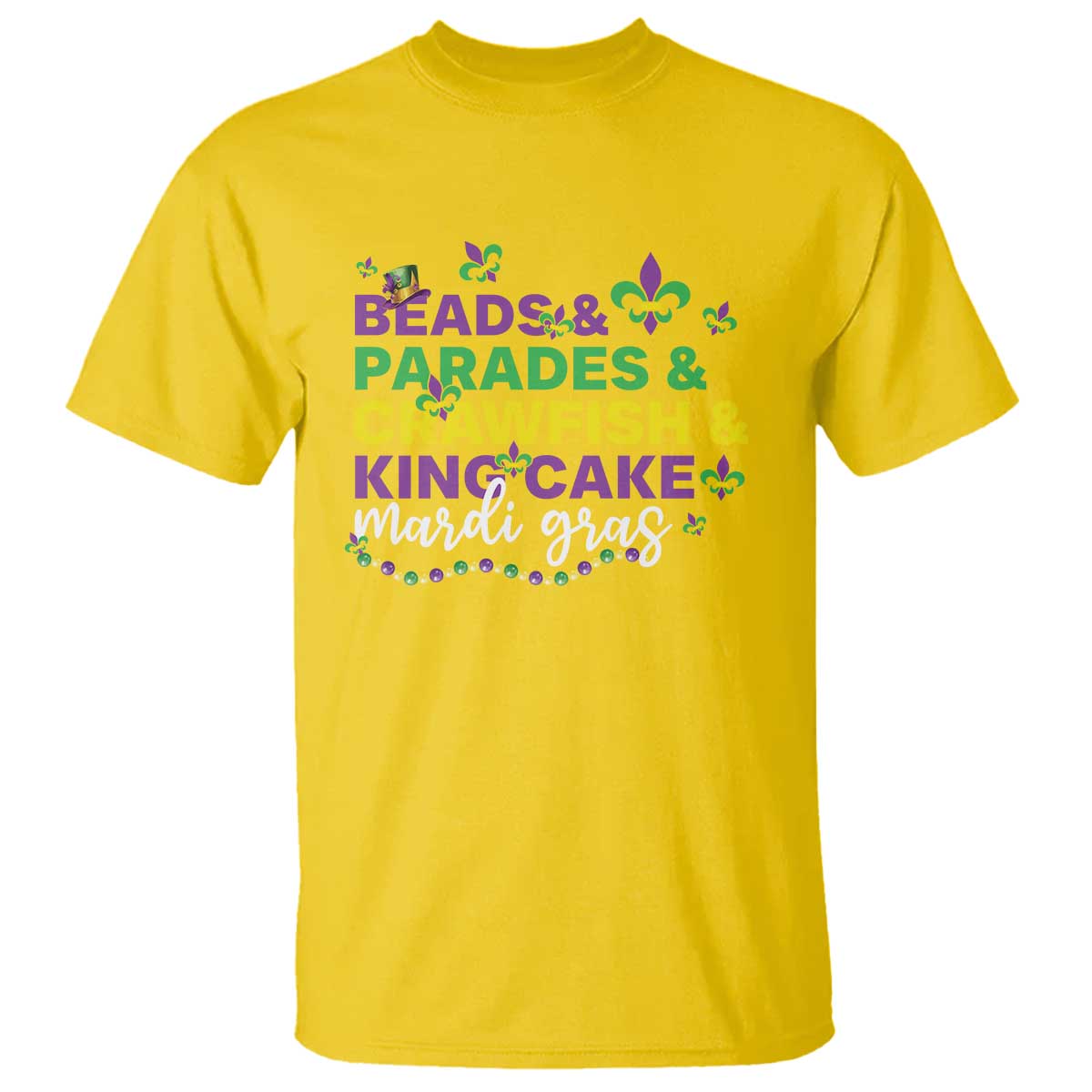 Beads Parades Crawfish King Cake Mardi Gras T Shirt TS10 Daisy Print Your Wear