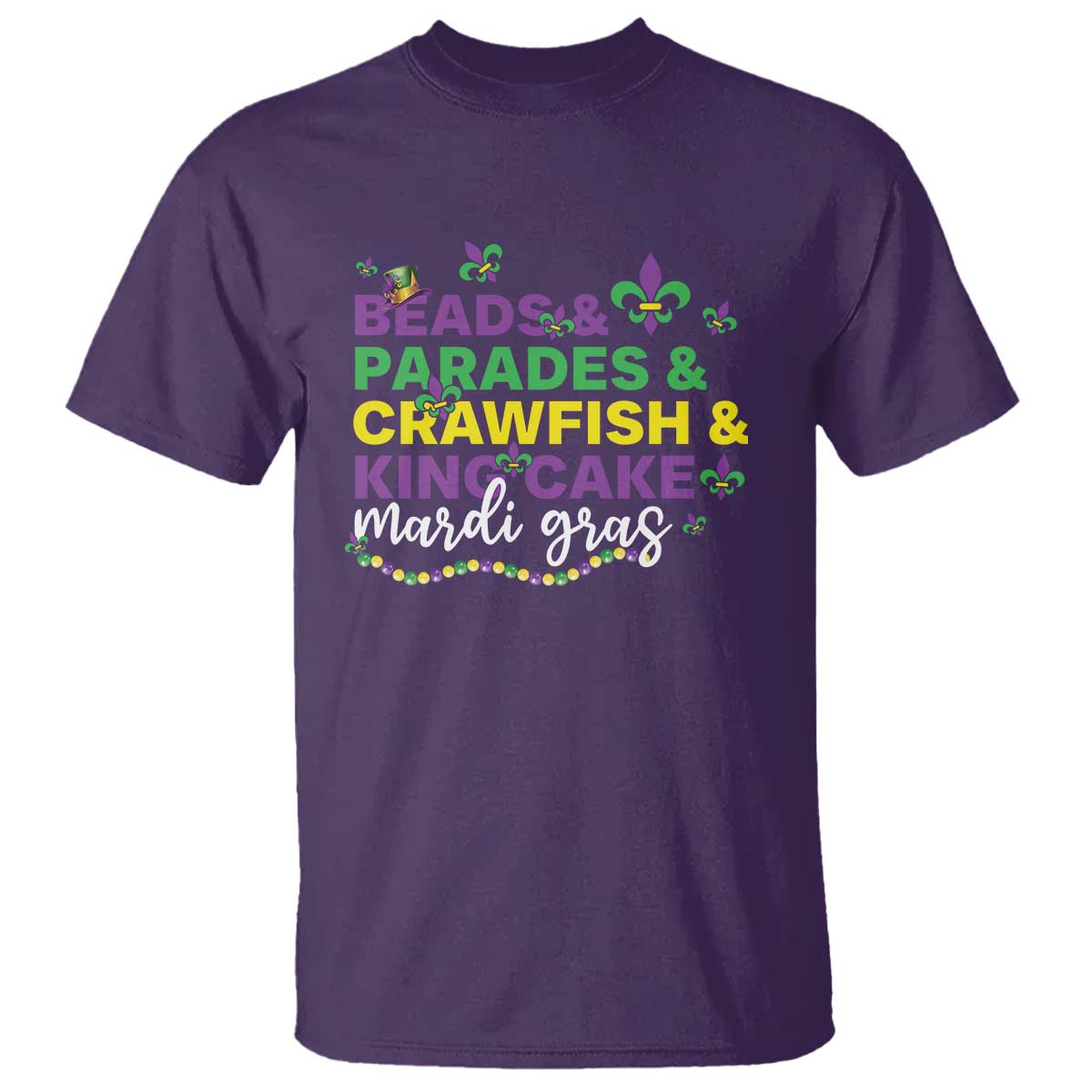 Beads Parades Crawfish King Cake Mardi Gras T Shirt TS10 Purple Print Your Wear