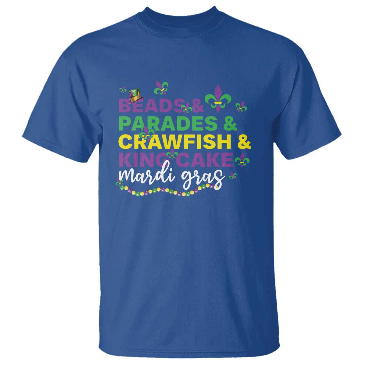 Beads Parades Crawfish King Cake Mardi Gras T Shirt TS10 Royal Blue Print Your Wear