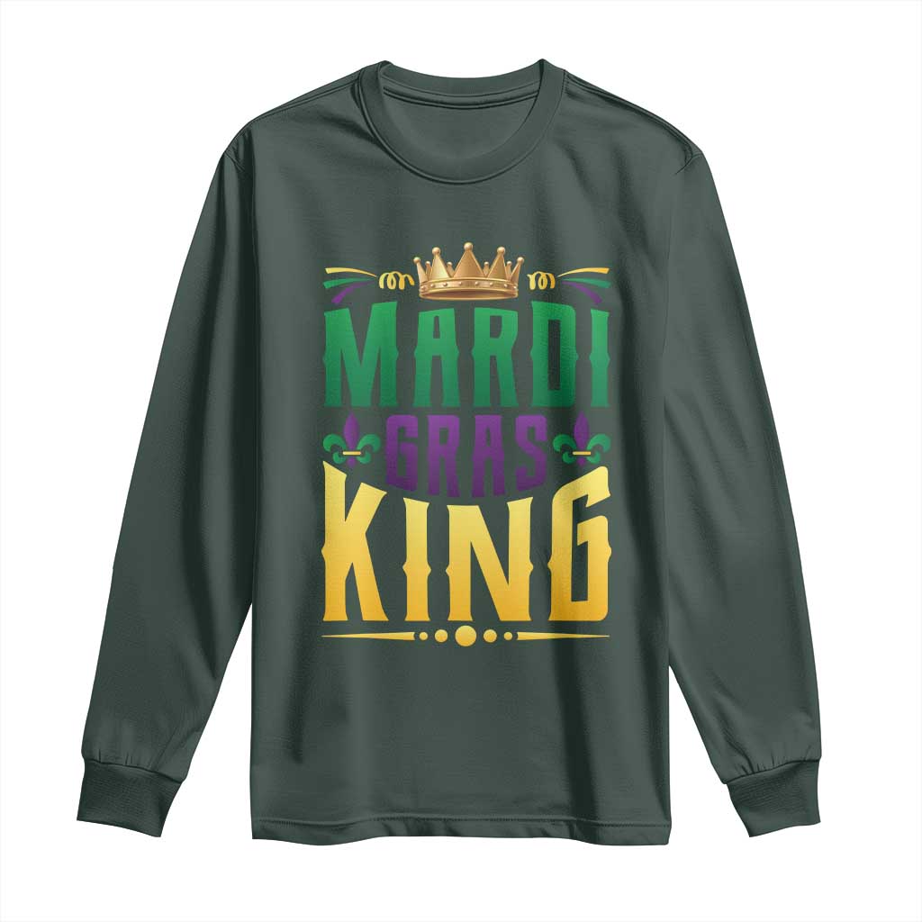 Mardi Gras King Long Sleeve Shirt Funny Men Carnival Costume Gift TS10 Dark Forest Green Print Your Wear