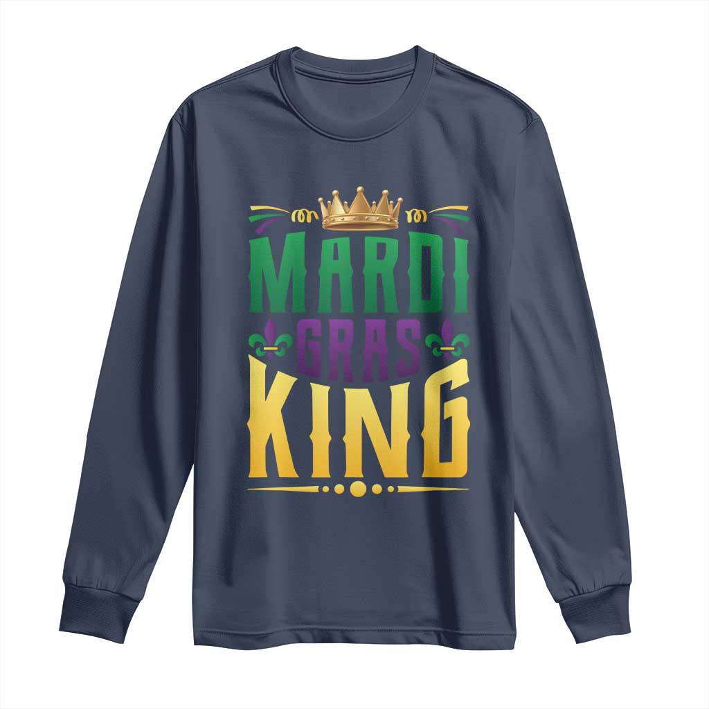 Mardi Gras King Long Sleeve Shirt Funny Men Carnival Costume Gift TS10 Navy Print Your Wear