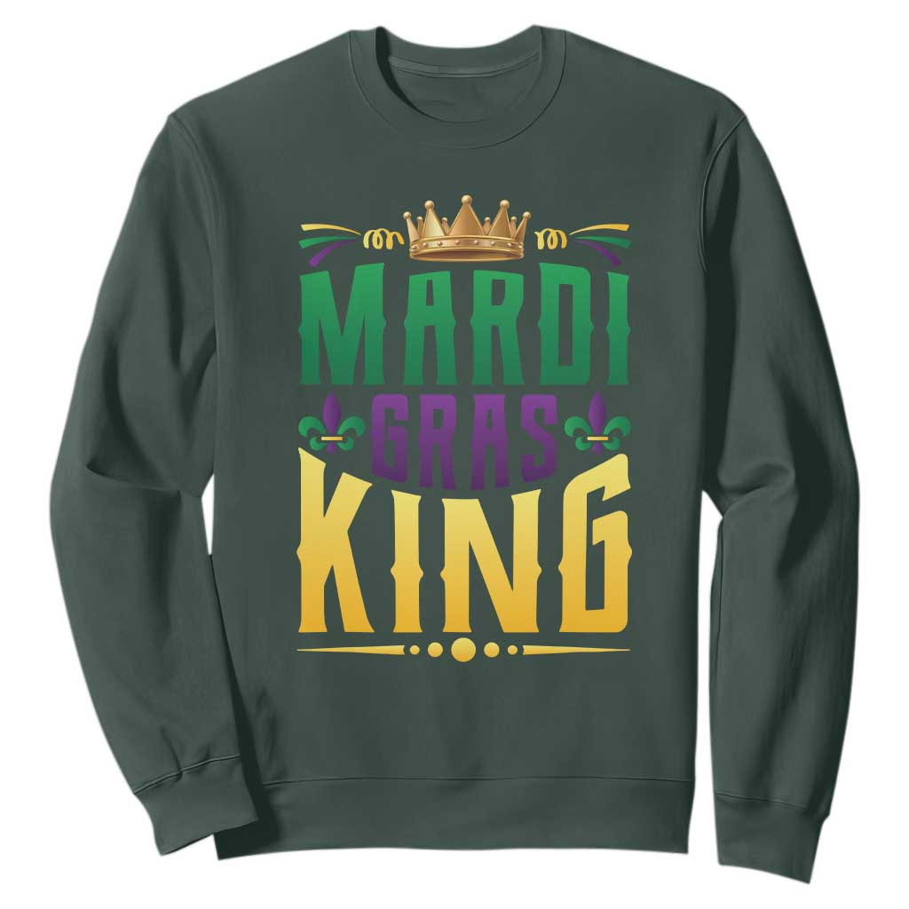 Mardi Gras King Sweatshirt Funny Men Carnival Costume Gift TS10 Dark Forest Green Print Your Wear