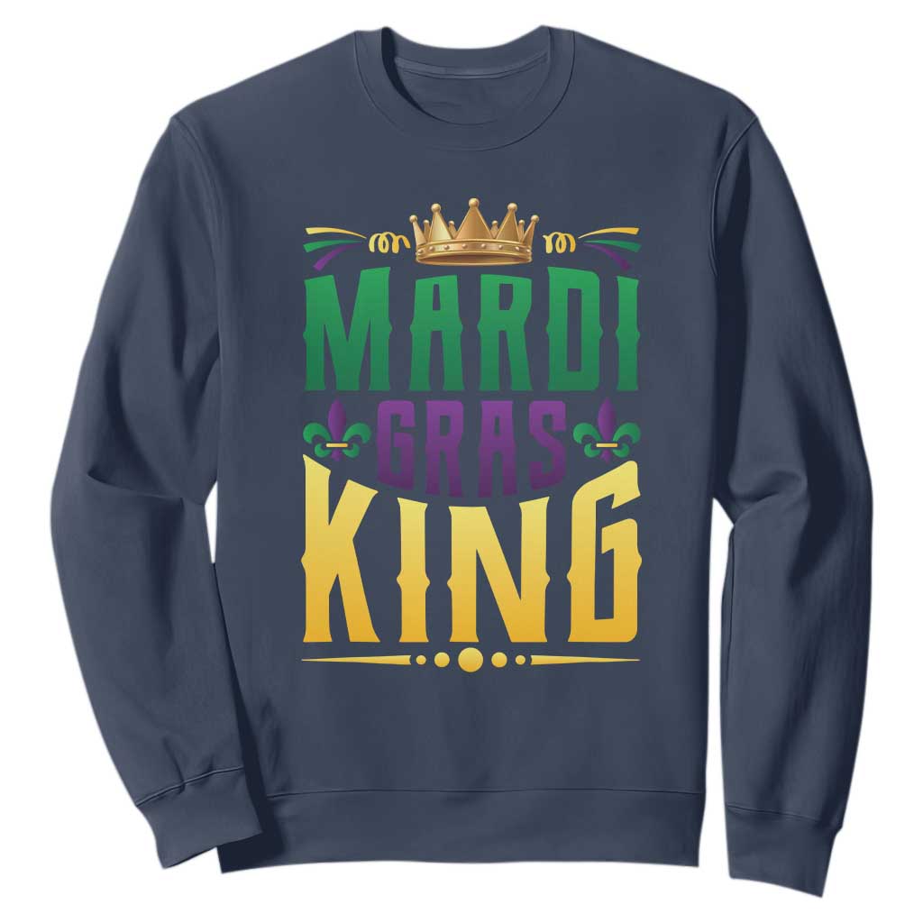 Mardi Gras King Sweatshirt Funny Men Carnival Costume Gift TS10 Navy Print Your Wear
