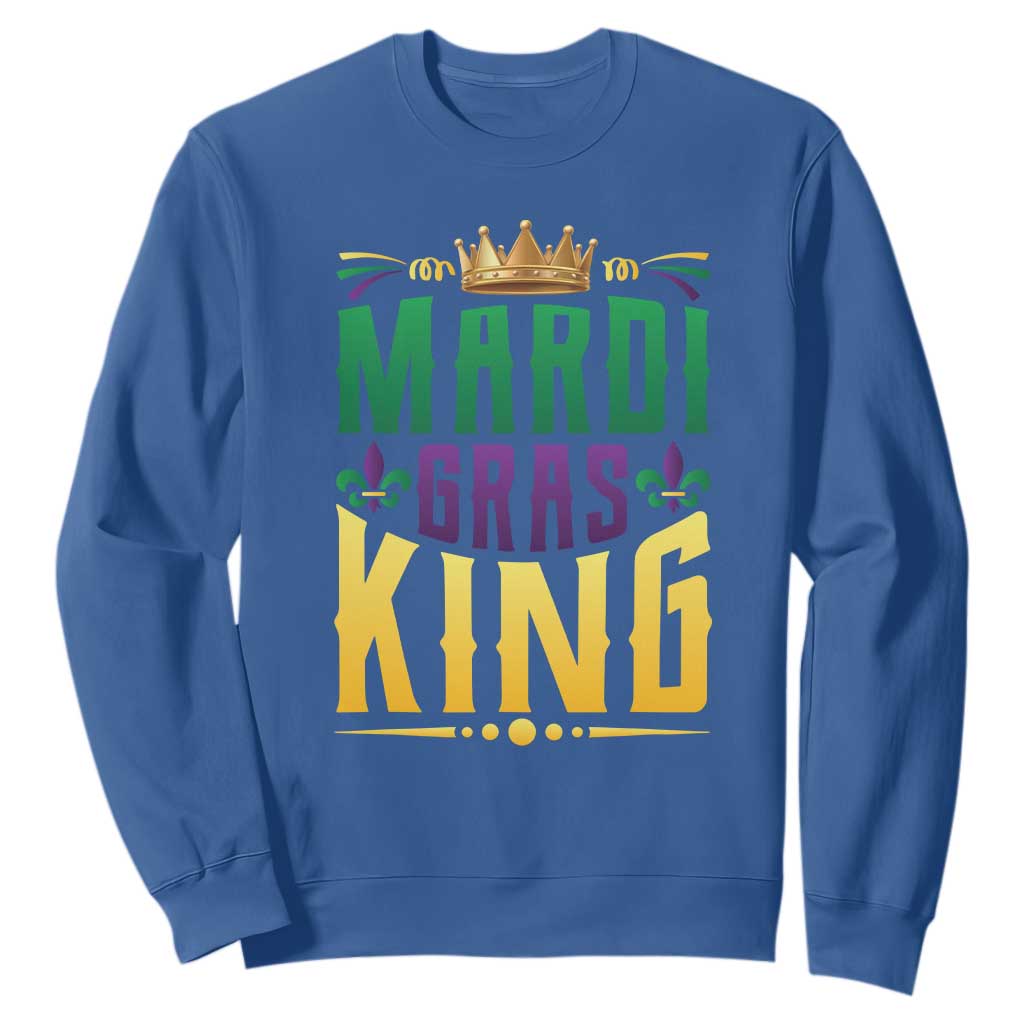 Mardi Gras King Sweatshirt Funny Men Carnival Costume Gift TS10 Royal Blue Print Your Wear