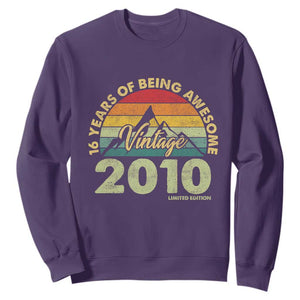 16th Birthday Sweatshirt Vintage 2010 Limited Edition 16 Year Old Gift TS10 Purple Print Your Wear