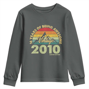16th Birthday Youth Sweatshirt Vintage 2010 Limited Edition 16 Year Old Gift TS10 Dark Heather Print Your Wear