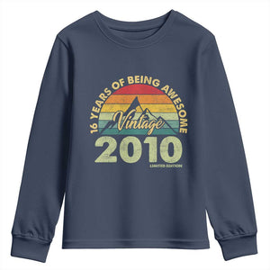 16th Birthday Youth Sweatshirt Vintage 2010 Limited Edition 16 Year Old Gift TS10 Navy Print Your Wear