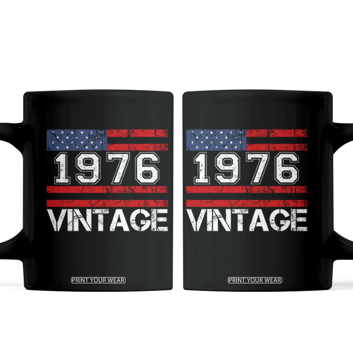 Vintage 50th Birthday Coffee Mug Retro 1976 American Flag 50 Year Old TS10 Black Print Your Wear
