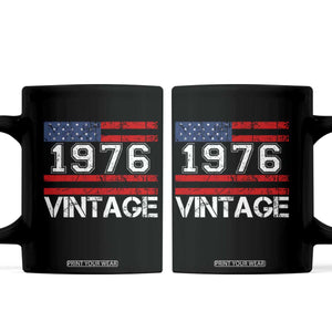 Vintage 50th Birthday Coffee Mug Retro 1976 American Flag 50 Year Old TS10 Black Print Your Wear