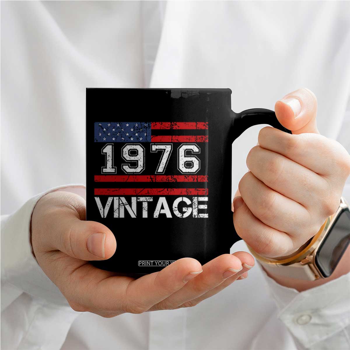 Vintage 50th Birthday Coffee Mug Retro 1976 American Flag 50 Year Old TS10 Print Your Wear