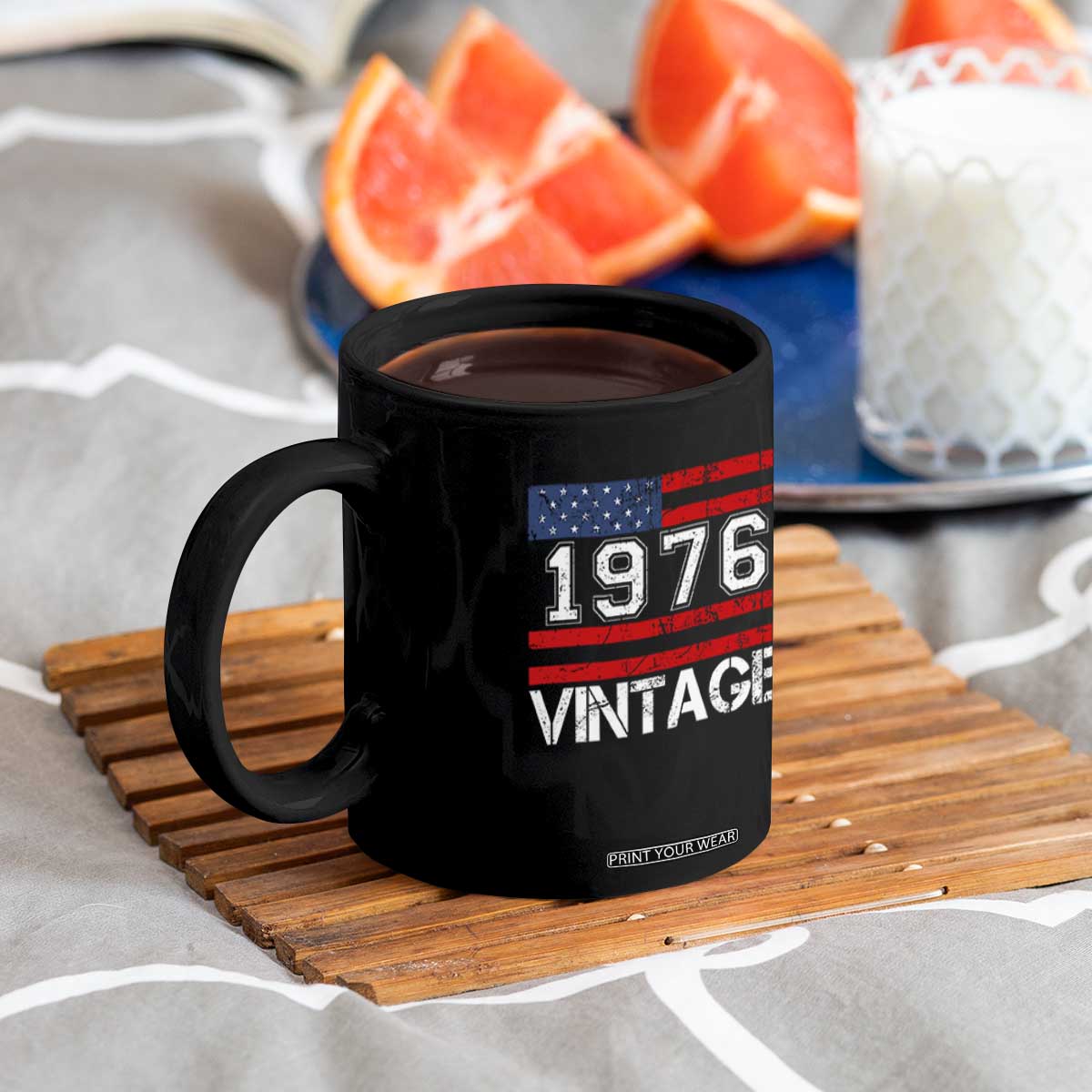 Vintage 50th Birthday Coffee Mug Retro 1976 American Flag 50 Year Old TS10 Print Your Wear