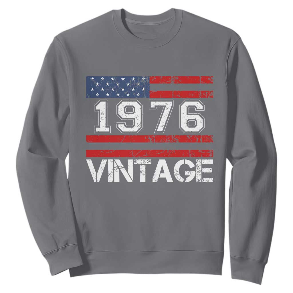 Vintage 50th Birthday Sweatshirt Retro 1976 American Flag 50 Year Old TS10 Charcoal Print Your Wear