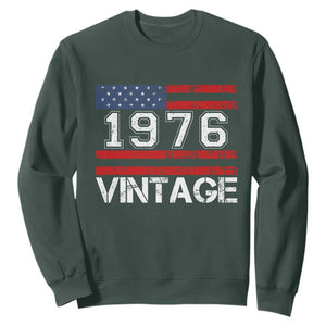 Vintage 50th Birthday Sweatshirt Retro 1976 American Flag 50 Year Old TS10 Dark Forest Green Print Your Wear