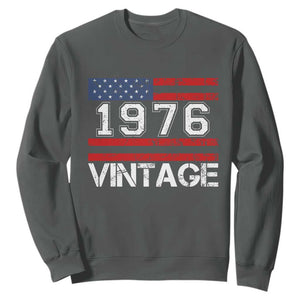 Vintage 50th Birthday Sweatshirt Retro 1976 American Flag 50 Year Old TS10 Dark Heather Print Your Wear
