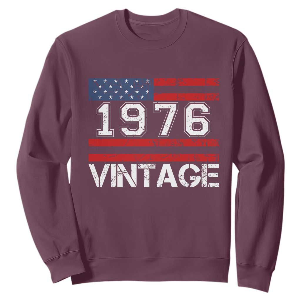 Vintage 50th Birthday Sweatshirt Retro 1976 American Flag 50 Year Old TS10 Maroon Print Your Wear