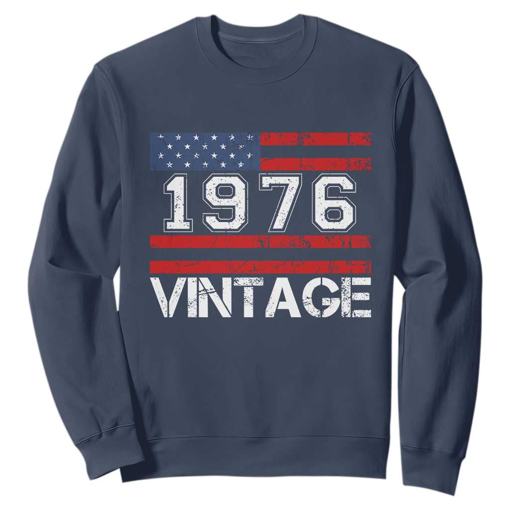 Vintage 50th Birthday Sweatshirt Retro 1976 American Flag 50 Year Old TS10 Navy Print Your Wear