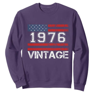 Vintage 50th Birthday Sweatshirt Retro 1976 American Flag 50 Year Old TS10 Purple Print Your Wear