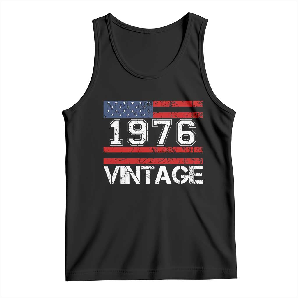 Vintage 50th Birthday Tank Top Retro 1976 American Flag 50 Year Old TS10 Black Print Your Wear