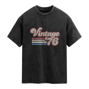 Vintage 50th Birthday Washed Cotton T-Shirt Retro 1976 50 Year Old Stripes