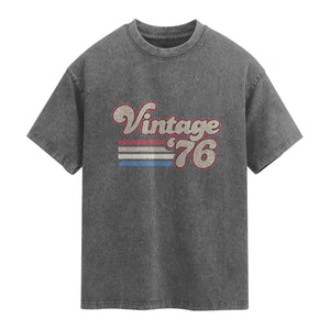 Vintage 50th Birthday Washed Cotton T-Shirt Retro 1976 50 Year Old Stripes