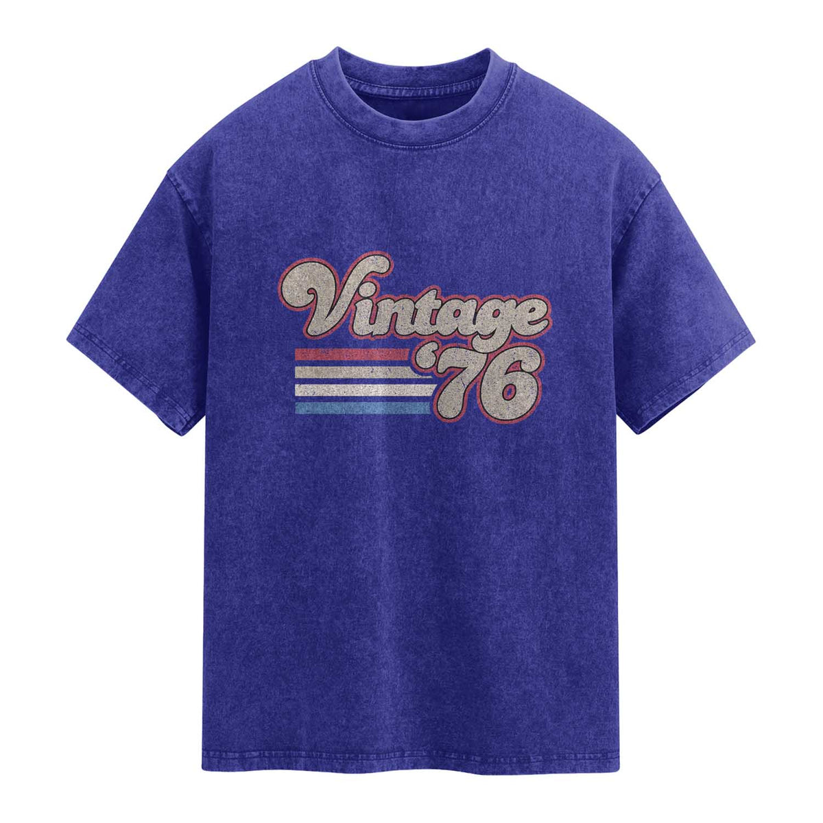 Vintage 50th Birthday Washed Cotton T-Shirt Retro 1976 50 Year Old Stripes
