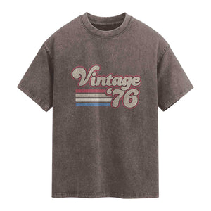 Vintage 50th Birthday Washed Cotton T-Shirt Retro 1976 50 Year Old Stripes